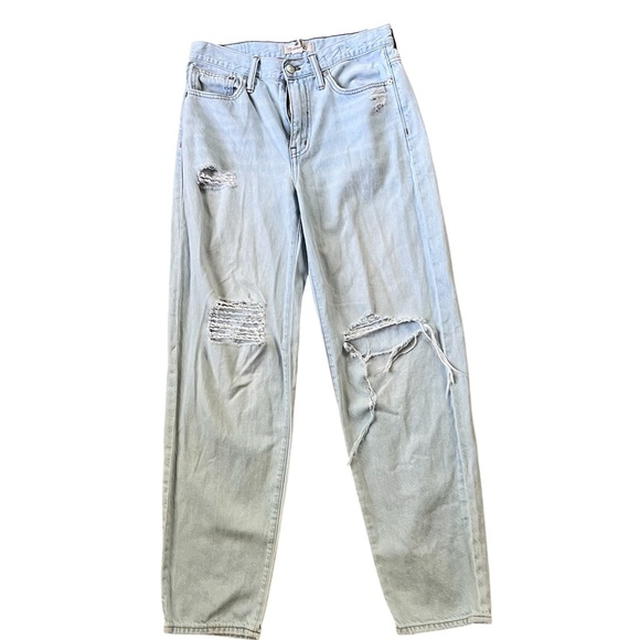 Madewell Distressed Light Wash Boyfriend Jeans - Picture 1 of 9